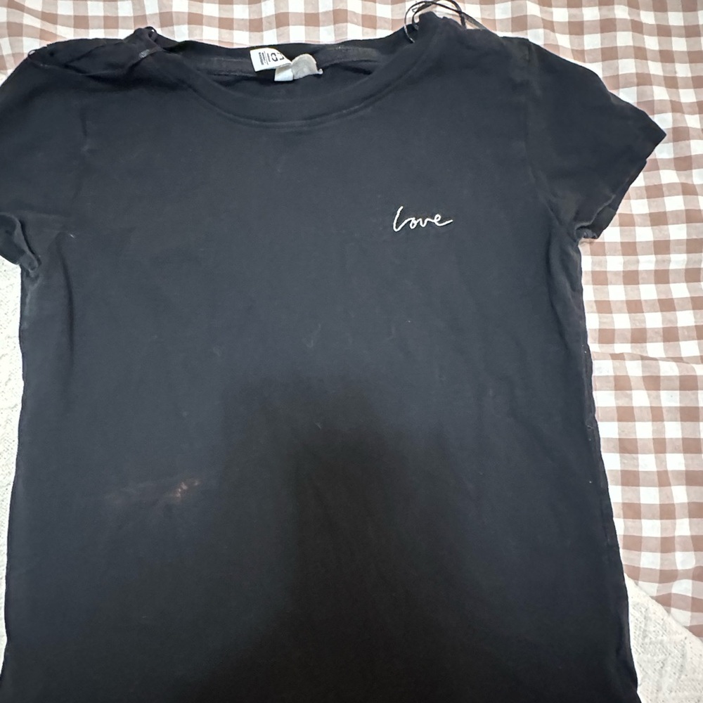 H&M Black Tee with Love Detail